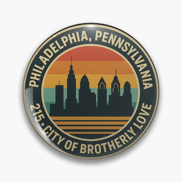 Item preview, Philadelphia 215 – Retro Skyline Badge designed and sold by Laughprints.