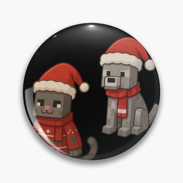 Item preview, Cat and Wolf Santa Claus, Minecraft Style! Blocky, Jolly & Ready for Christmas designed and sold by DibujandoPorfa.