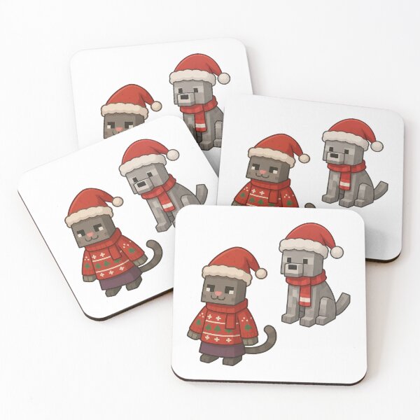 Item preview, Cat and Wolf Santa Claus, Minecraft Style! Blocky, Jolly & Ready for Christmas designed and sold by DibujandoPorfa.