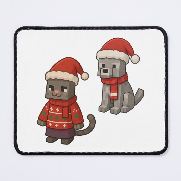 Item preview, Cat and Wolf Santa Claus, Minecraft Style! Blocky, Jolly & Ready for Christmas designed and sold by DibujandoPorfa.