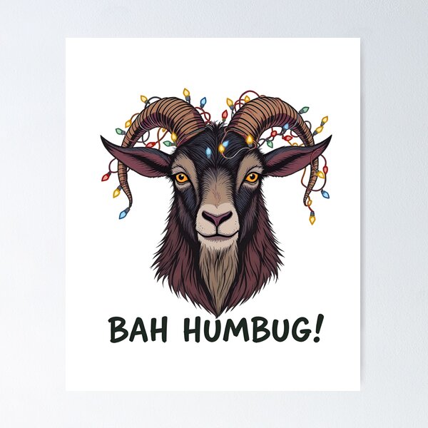Item preview, Vector Goat – “Bah Humbug!” | Funny Christmas Goat Design designed and sold by ColorSplash123.
