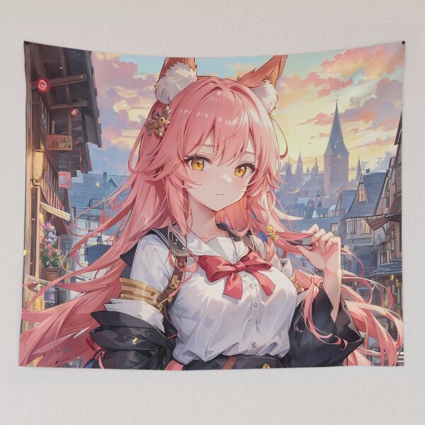 Item preview, Caster No Tamamo No Mae School Uniform City Sunset Fox Spirit Girl designed and sold by Raslbazola.