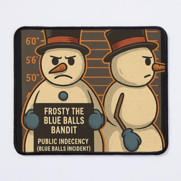 Item preview, Frosty the Blue Balls Bandit – Snowman Mugshot designed and sold by Laughprints.