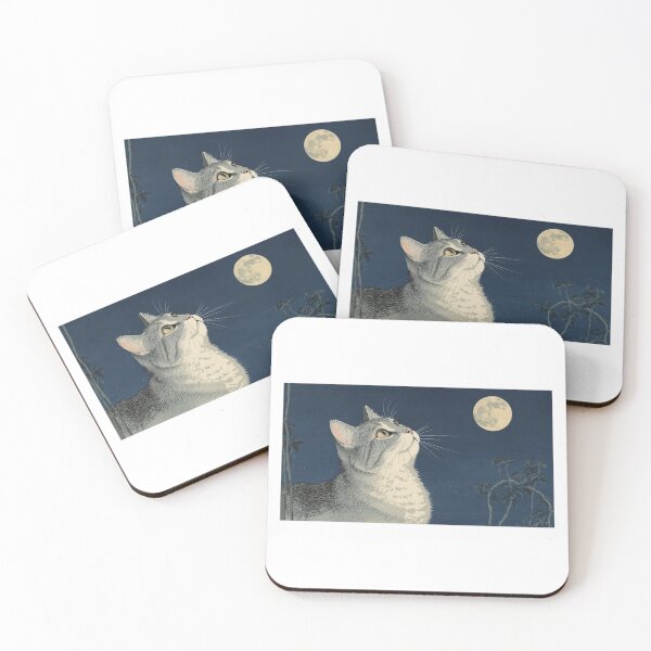 Item preview, Ukiyo-e Style Cat Gazing at the Moon – Japanese Night Scene Art designed and sold by ZenPop Art.