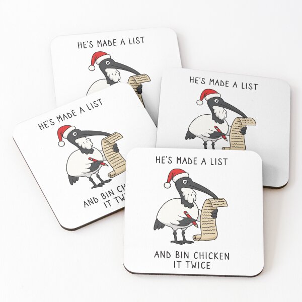 Item preview, Christmas Bin Chicken - Australian Bin Chicken Christmas themed ibis with quote "He's made a list Bin chicken it twice" featuring an Aussie ibis bird designed and sold by messy-nessie.
