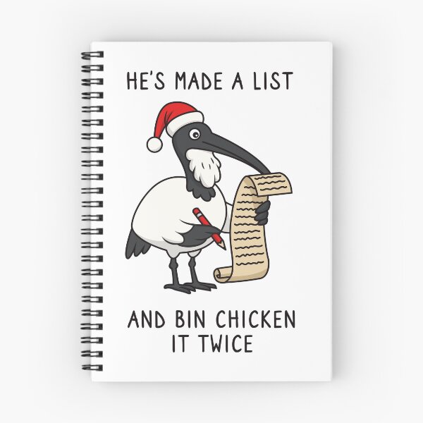 Item preview, Christmas Bin Chicken - Australian Bin Chicken Christmas themed ibis with quote "He's made a list Bin chicken it twice" featuring an Aussie ibis bird designed and sold by messy-nessie.