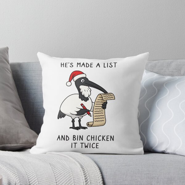Item preview, Christmas Bin Chicken - Australian Bin Chicken Christmas themed ibis with quote "He's made a list Bin chicken it twice" featuring an Aussie ibis bird designed and sold by messy-nessie.