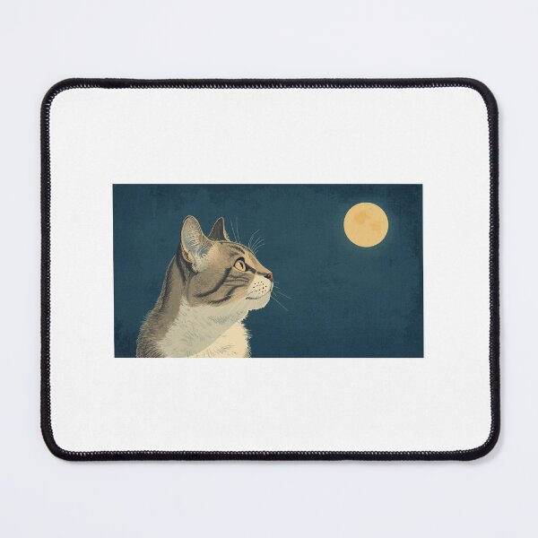 Item preview, Ukiyo-e Style Cat Gazing at the Moon – Japanese Night Scene Art designed and sold by ZenPop Art.