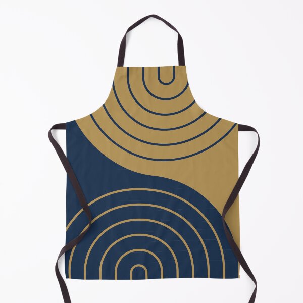 Item preview, Midcentury Modern Rainbow Lines Pattern 1.5 in elegant gold and navy blue designed and sold by nineFlorals.