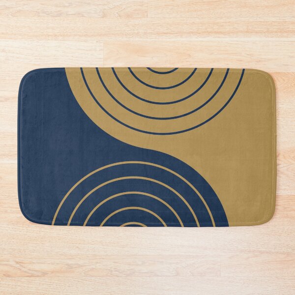 Item preview, Midcentury Modern Rainbow Lines Pattern 1.5 in elegant gold and navy blue designed and sold by nineFlorals.