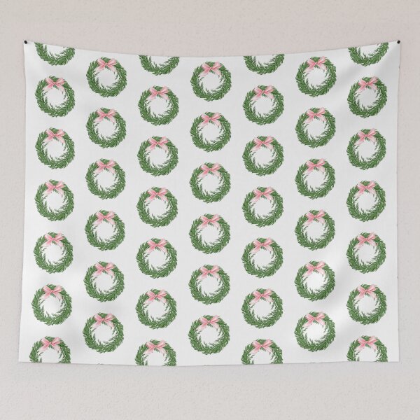 Item preview, Christmas Wreath with Pink Bow – Watercolor Coquette Winter Decor | Soft Girl Era Holiday Aesthetic designed and sold by DivinePassion.