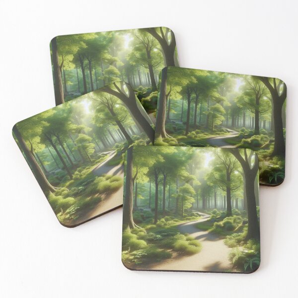 Item preview, A scenic view of a trail winding through a dense forest, with tall trees on either side. designed and sold by IrsathThaslima.