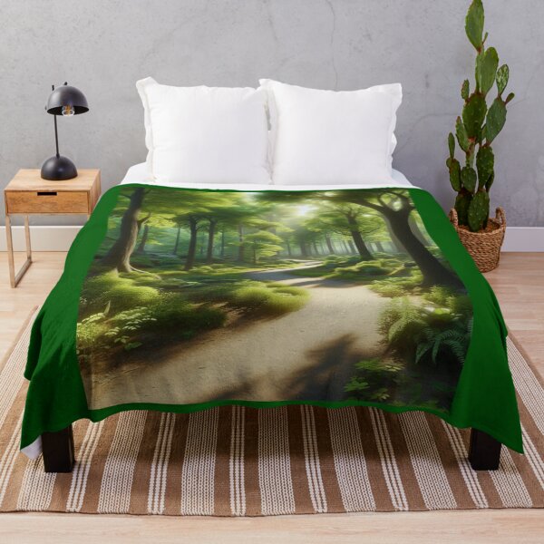 Item preview, A scenic view of a trail winding through a dense forest, with tall trees on either side. designed and sold by IrsathThaslima.