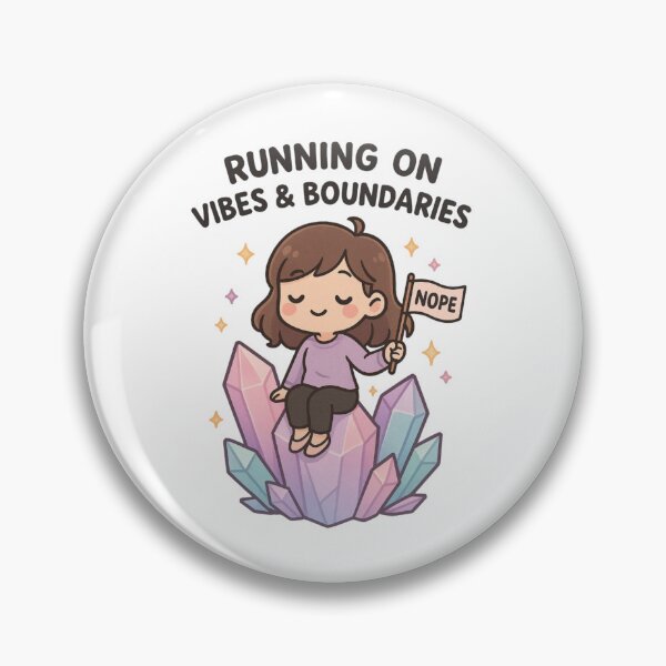 Item preview, Running on Vibes & Boundaries – Cute Crystal Girl Self-Care & Mental Health Humor designed and sold by House of Angel Jams.