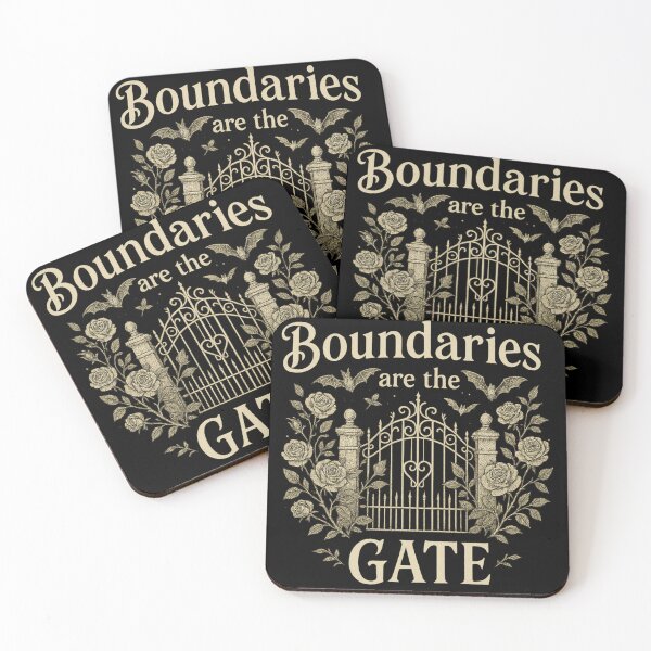 Item preview, Boundaries Are the Gate – Gothic Garden Gate Quote with Roses & Bats designed and sold by Mouraludia.