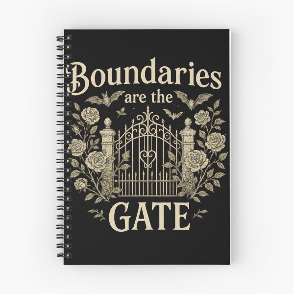 Item preview, Boundaries Are the Gate – Gothic Garden Gate Quote with Roses & Bats designed and sold by Mouraludia.