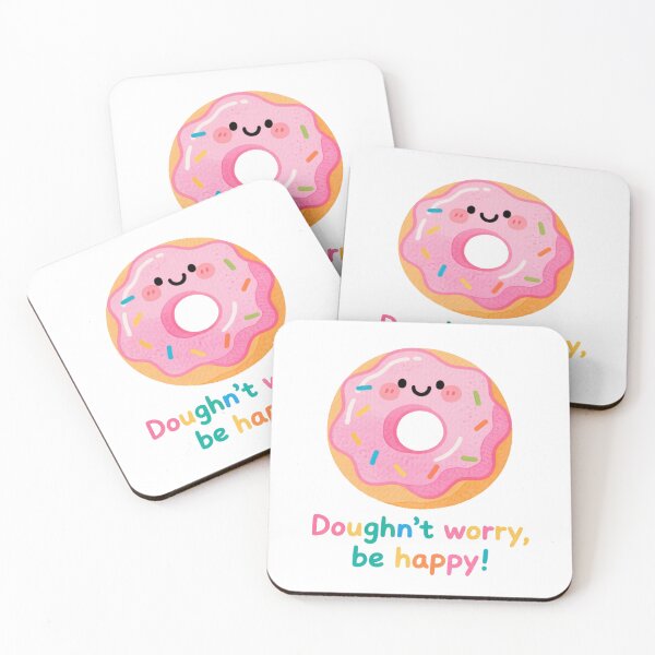 Item preview, Doughn’t Worry, Be Happy – Cute Donut Encouragement Sticker designed and sold by MissKoalaJY.