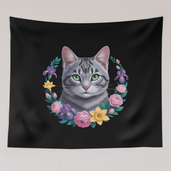 Item preview, Adorable Cat, Cute Kitten Floral  designed and sold by MyzoToyota.