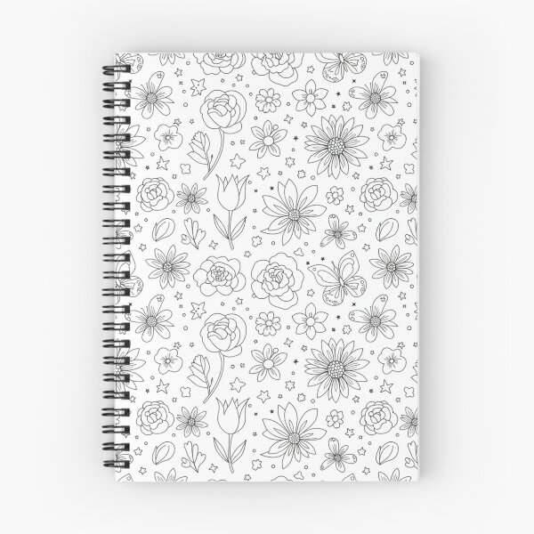 Item preview, Monochrome Floral Doodle Pattern - Black and White Hand-Drawn Flower Garden & Butterfly Coloring Art designed and sold by Tripple A Creations.
