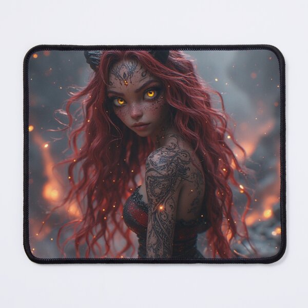 Item preview, Fiery Rebel Demoness Portrait | Red Hair Fantasy Dark Art | Gothic Animated Character Design designed and sold by David R Sawin The Architects Of Eden.