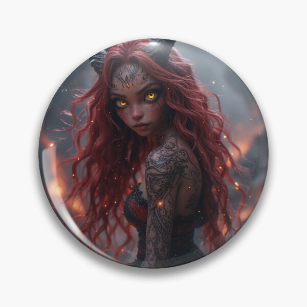 Item preview, Fiery Rebel Demoness Portrait | Red Hair Fantasy Dark Art | Gothic Animated Character Design designed and sold by David R Sawin The Architects Of Eden.