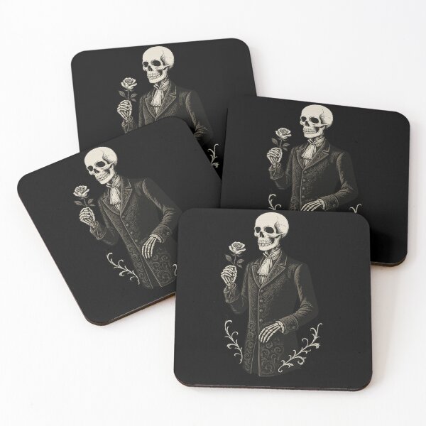 Item preview, Victorian Skeleton Gentleman with Rose – Gothic Dark Romantic Art designed and sold by Mouraludia.