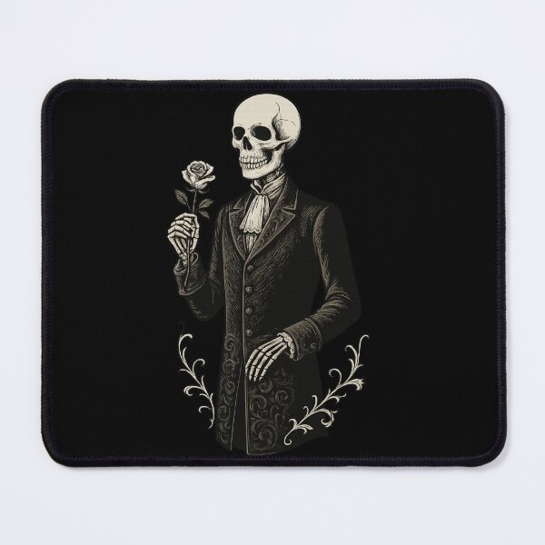Item preview, Victorian Skeleton Gentleman with Rose – Gothic Dark Romantic Art designed and sold by Mouraludia.