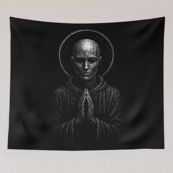 Item preview, Cybernetic Saint Android – Dark Futuristic Sacred Machine designed and sold by Mortisigil.