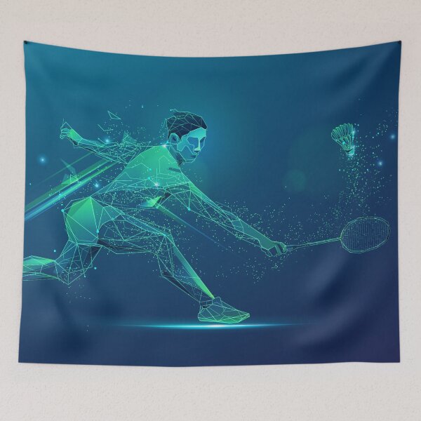 Item preview, graphic of wireframe badminton player  with lighting effect designed and sold by NiamLab.