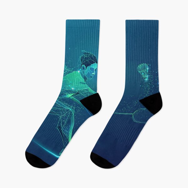 Item preview, graphic of wireframe badminton player  with lighting effect designed and sold by NiamLab.