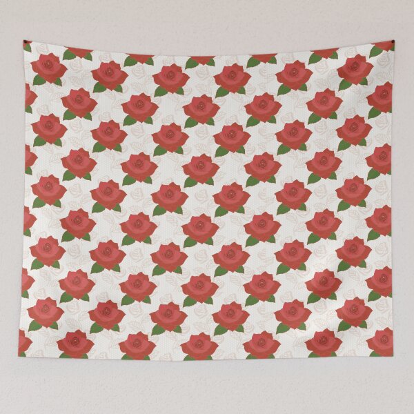 Item preview, : Red Rose Over Soft Cream Pattern designed and sold by applecs.