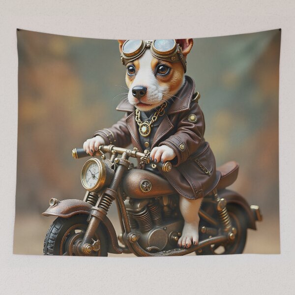 Item preview, Steampunk Jack Russell Terrier Riding a Motorbike designed and sold by Huskyyy Designs.