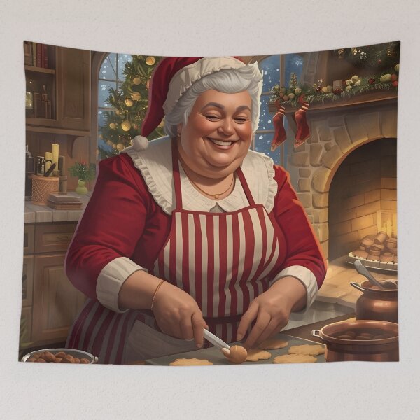 Item preview, Mrs. Claus Baking Cookies Cozy Illustration designed and sold by Valeree Store.