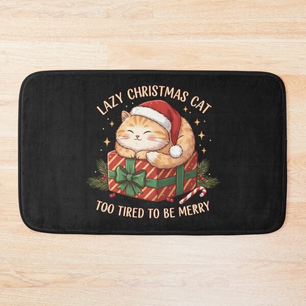 Item preview, Lazy Christmas Cat – “Too Tired to Be Merry” | Cute Cozy Christmas Cat Design designed and sold by ColorSplash123.