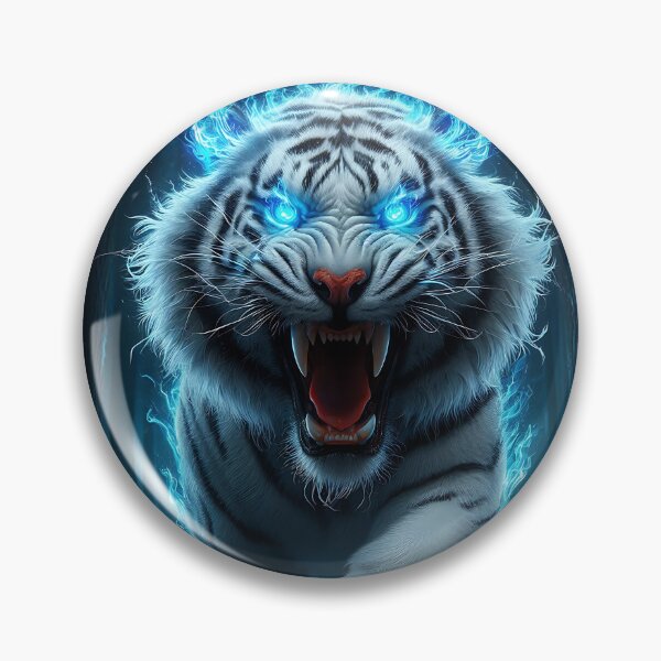 Artikelvorschau, Blaues Feuer, wilder weißer Tiger entworfen und verkauft von GalleryBrisArt.