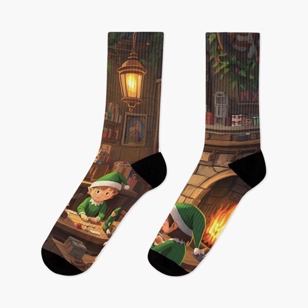 Item preview, Christmas Elves in Santa’s Workshop designed and sold by Valeree Store.
