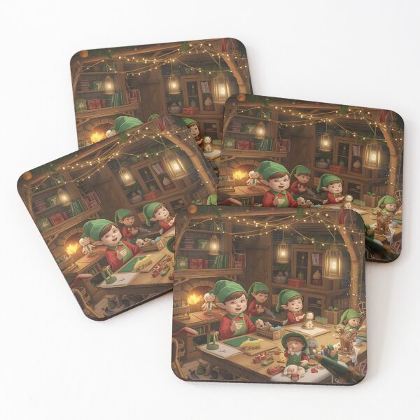 Item preview, Festive Elves Creating Toys Illustration designed and sold by Valeree Store.