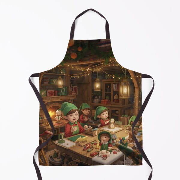 Item preview, Festive Elves Creating Toys Illustration designed and sold by Valeree Store.