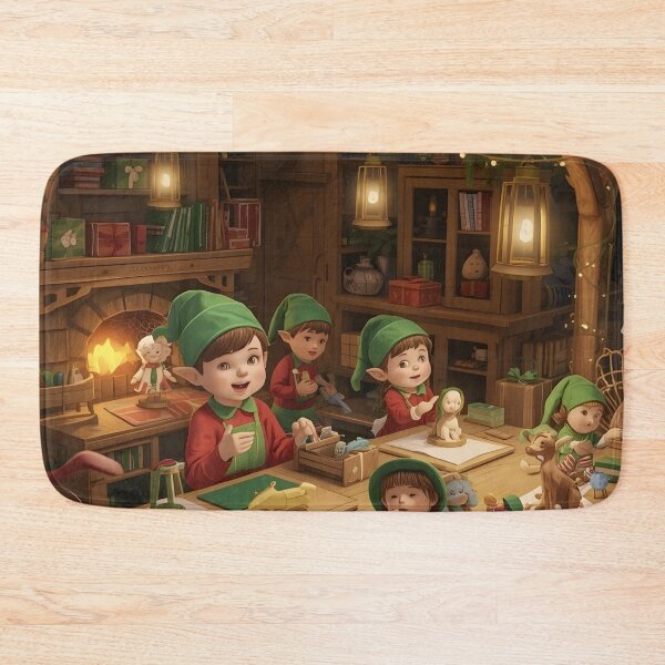 Item preview, Festive Elves Creating Toys Illustration designed and sold by Valeree Store.