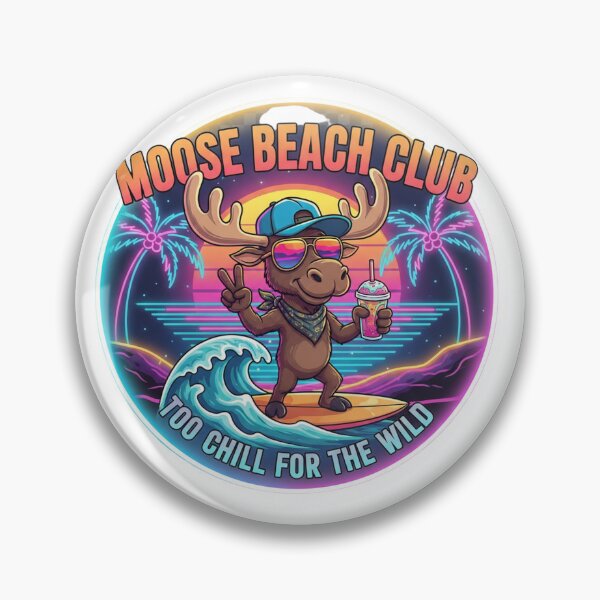 Item preview, Moose Beach Club Surf & Chill Retro Sunset Tee designed and sold by Sushikidsntoddlers.