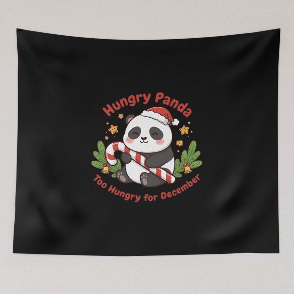 Item preview, Hungry Panda – “Too Hungry for December” | Cute Christmas Panda Design designed and sold by ColorSplash123.