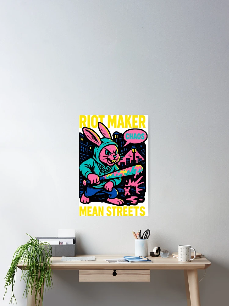 Thumbnail 2 of 3, Poster, Urban Riot Maker Rabbit Art designed and sold by SholoStudio.
