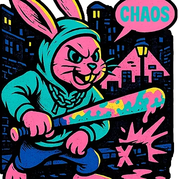 Artwork thumbnail, Urban Riot Maker Rabbit Art by SholoStudio