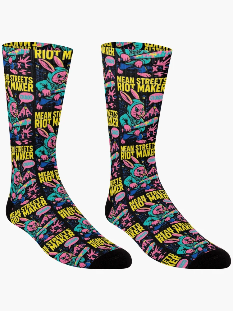 Thumbnail 3 of 5, Socks, Urban Riot Maker Rabbit Art designed and sold by SholoStudio.