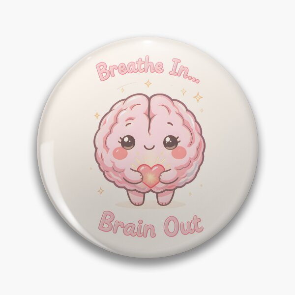 Item preview, “Breathe In… Brain Out” Kawaii Mindfulness Brain – Cute Pastel Self-Care Design designed and sold by PureBrain.