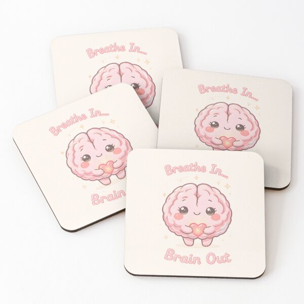 Item preview, “Breathe In… Brain Out” Kawaii Mindfulness Brain – Cute Pastel Self-Care Design designed and sold by PureBrain.