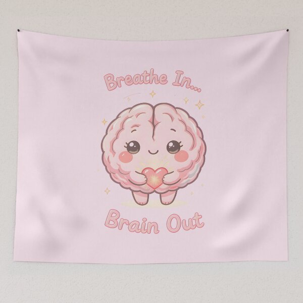 Item preview, “Breathe In… Brain Out” Kawaii Mindfulness Brain – Cute Pastel Self-Care Design designed and sold by PureBrain.