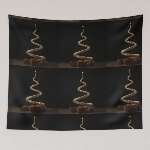 Item preview, Modern Minimalist Christmas Tree – Sleek Golden Glow Holiday Art designed and sold by PixelVibe782.