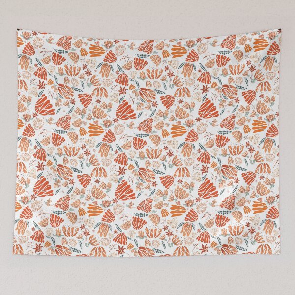 Item preview, Orange and red flowers in late fall, holly, poinsettia, vibrant  designed and sold by Sunflowerstudio1.