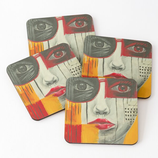 Item preview, Abstract Expressionist Woman Portrait – Red and Yellow Bauhaus Style designed and sold by Retro Art Printings.